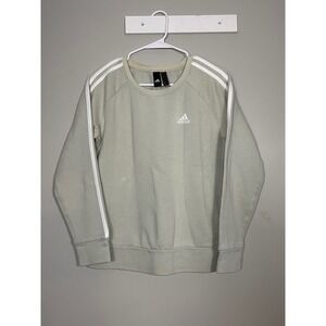 Adidas Sweatshirt Womens XS Sage Green Good 3-Stripe Crewneck‎ Pullover